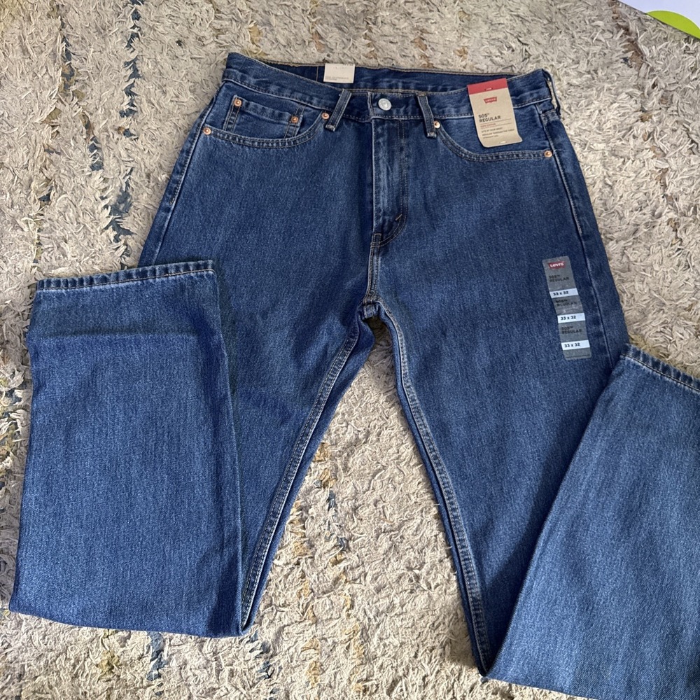 Levi's 505 Regular Fit Jeans Men's 33x32 Blue Straight Leg 100% Cotton NEW